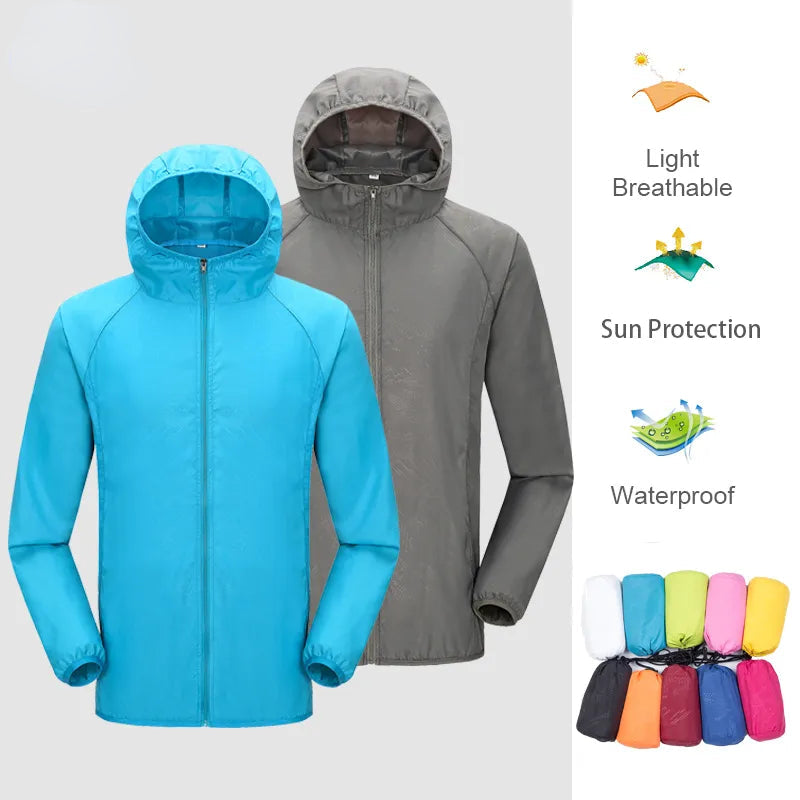 Camping Regenjacke Herren Damen Wasserdicht Sonnenschutz Kleidung Angeln  Jagd Kleidung Schnelltrocknende Haut Windjacke Mit Tasche – Carsine
