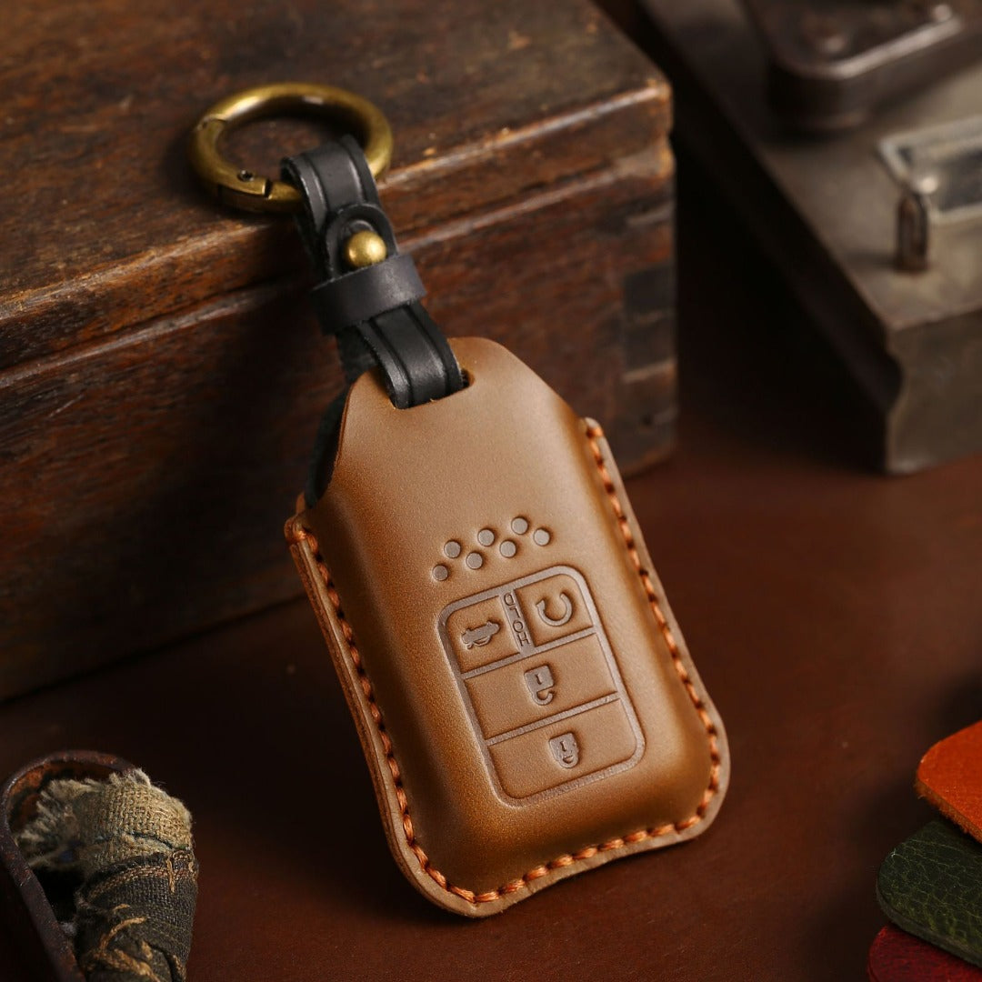 Honda CRV Lingpai XRV Civic Accord Guandao Fit Housse de clé de voiture en cuir 2,3,4,5,6 boutons