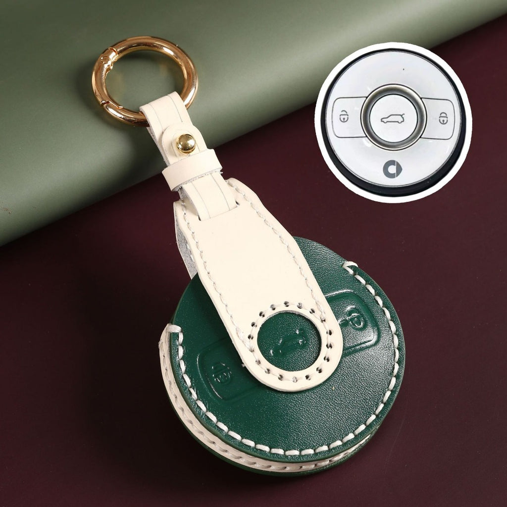 Carsine Mercedes Benz SMART Leather Car Key Cover Green