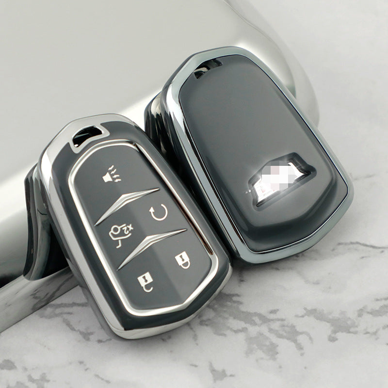 Carsine Cadillac Car Key Cover Silver Edge Black / Key case