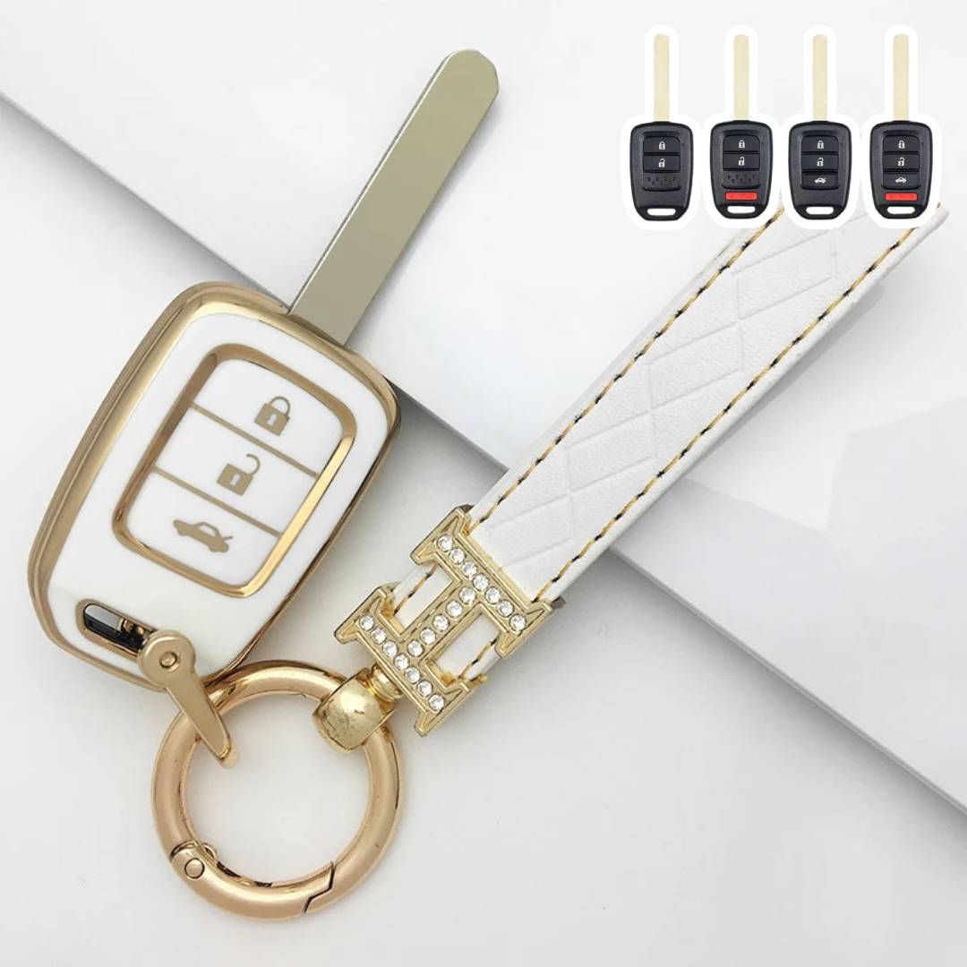 Honda Car Key Case Golden Edge 2,3,4 Button
