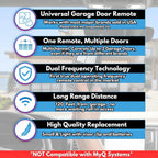 Carsine Universal Garage Remotes for LiftMaster, Chamberlain, Genie, Linear | Replaces Clicker KLIK1U, 375UT, 375LM | Operates 2 Doors or Gates, Dip Switch & Learn Button Ready Grey / 2 PCS