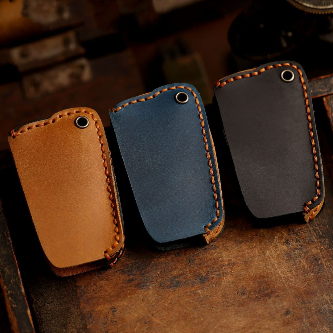 Étui de clé de voiture en cuir Toyota à 3 boutons