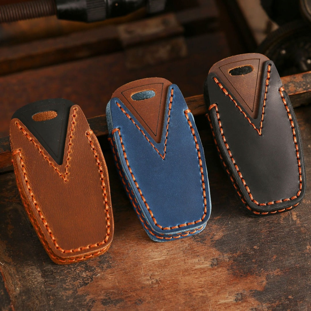 Étui en cuir pour clé de voiture Mitsubishi à 2 ou 3 boutons