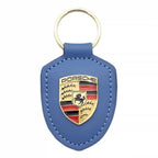 Porte-clés en cuir véritable avec écusson Porsche