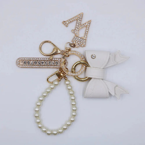 Carsine 💝 Classic & Elegant Accessory Set Pearl Chain + Bow + Phone Number / A