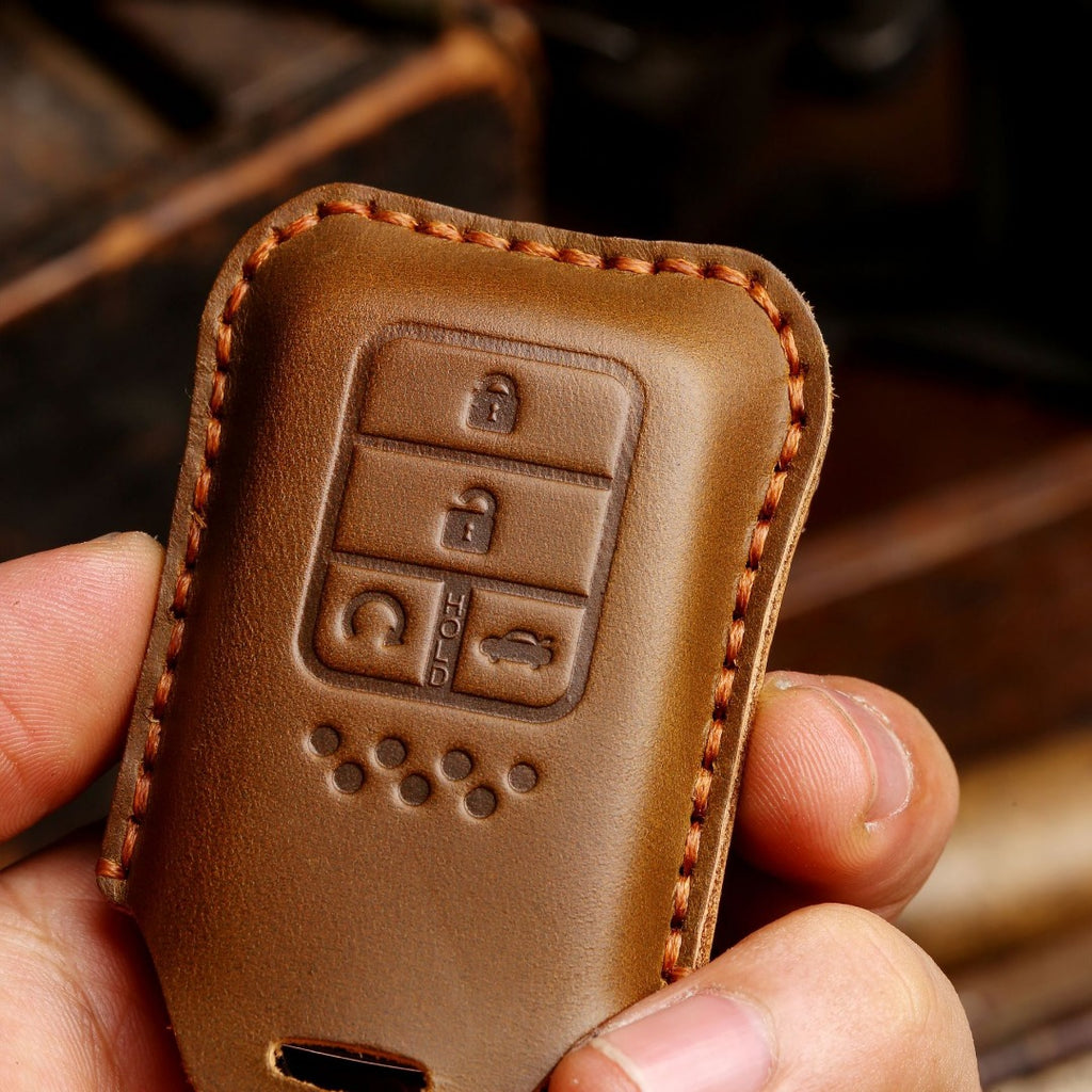 Honda CRV Lingpai XRV Civic Accord Guandao Fit Housse de clé de voiture en cuir 2,3,4,5,6 boutons