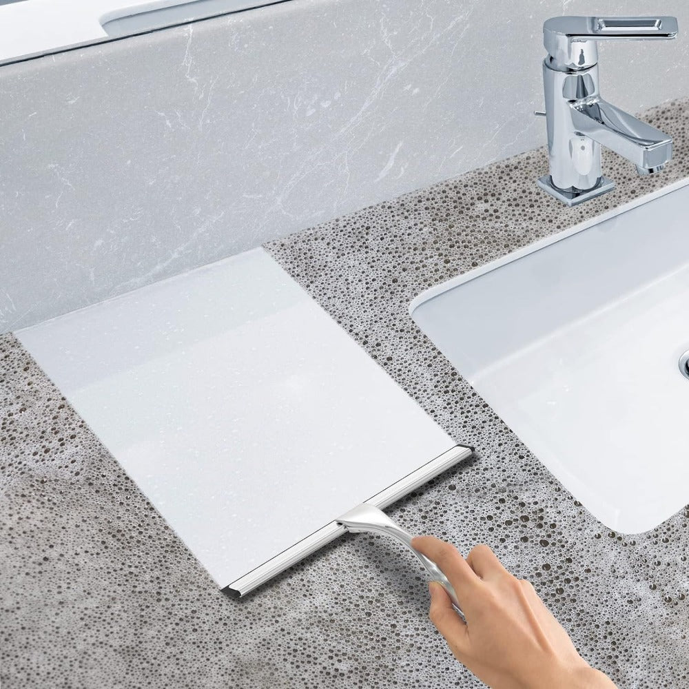 Carsine All-Purpose Stainless Steel Shower Squeegee for Shower Glass Door, Car Windows, Bathroom Cleaner Tool Household Window Mirror Squeegee Black / 10-Inch