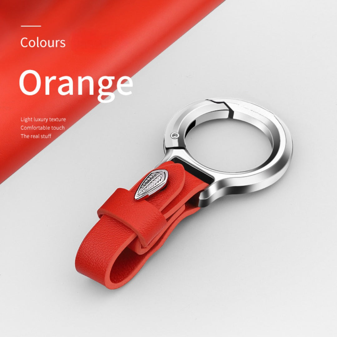 Porte-clés en cuir de vachette pleine fleur et alliage de zinc