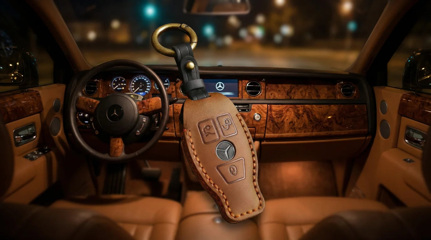 Carsine Mercedes-Benz Handmade Leather Key Cover - 100% SKU Match