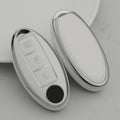 Carsine Nissan Car Key Cover Silver Edge White / Key case