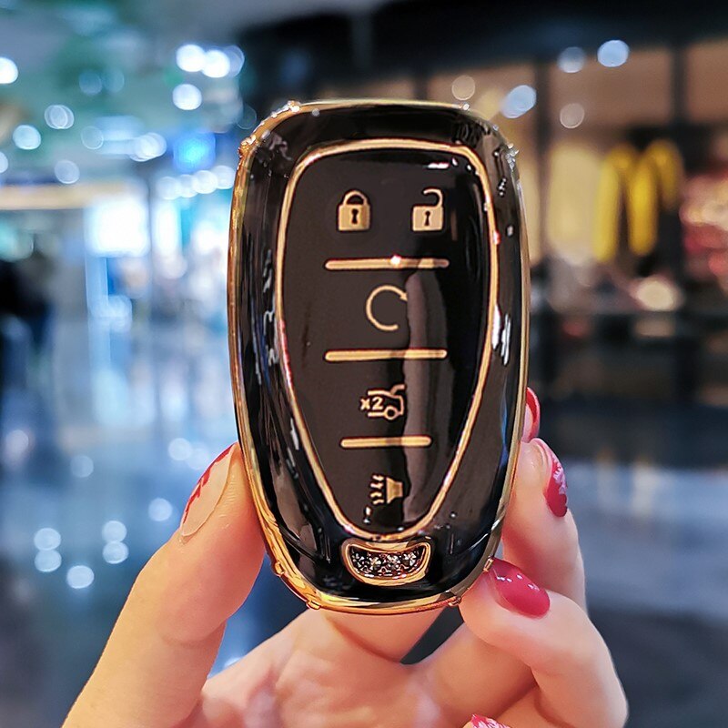 Carsine Chevrolet Car Key Case Golden Edge Black / Key case