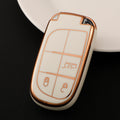 Carsine Jeep Wrangler Cherokee Compass Dodge Renegade Ram Chrysler Car Key Case Golden Edge Type A / White / Key case