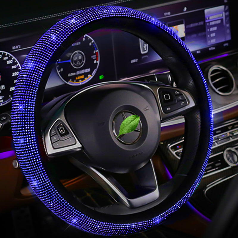 Carsine Rhinestone Steering Wheel Cover Blue / 14.96 in / 38cm
