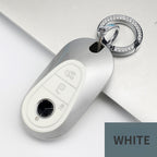 Carsine Mercedes Benz Car Key Cover Silver Edge C / White / Key case + O chain
