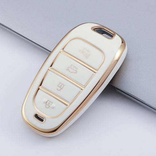 Carsine Hyundai Car Key Case Golden Edge White / Key case
