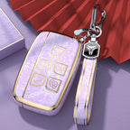 Carsine Land Rover Jaguar Car Key Case Gold Inlaid With Jade Pink / Key case + strap