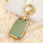 Carsine Volkswagen Car Key Case Golden Edge Green / Key case + O chain